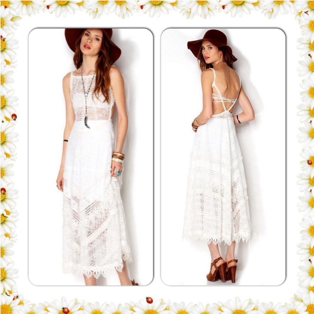 FREE PEOPLE LACE APRON MAXI DRESS NWT$168 Medium
